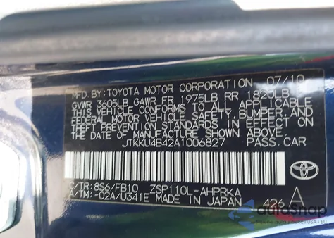 2010 Scion Xd из США, поврежденный, VIN JTKKU4B42A1006827